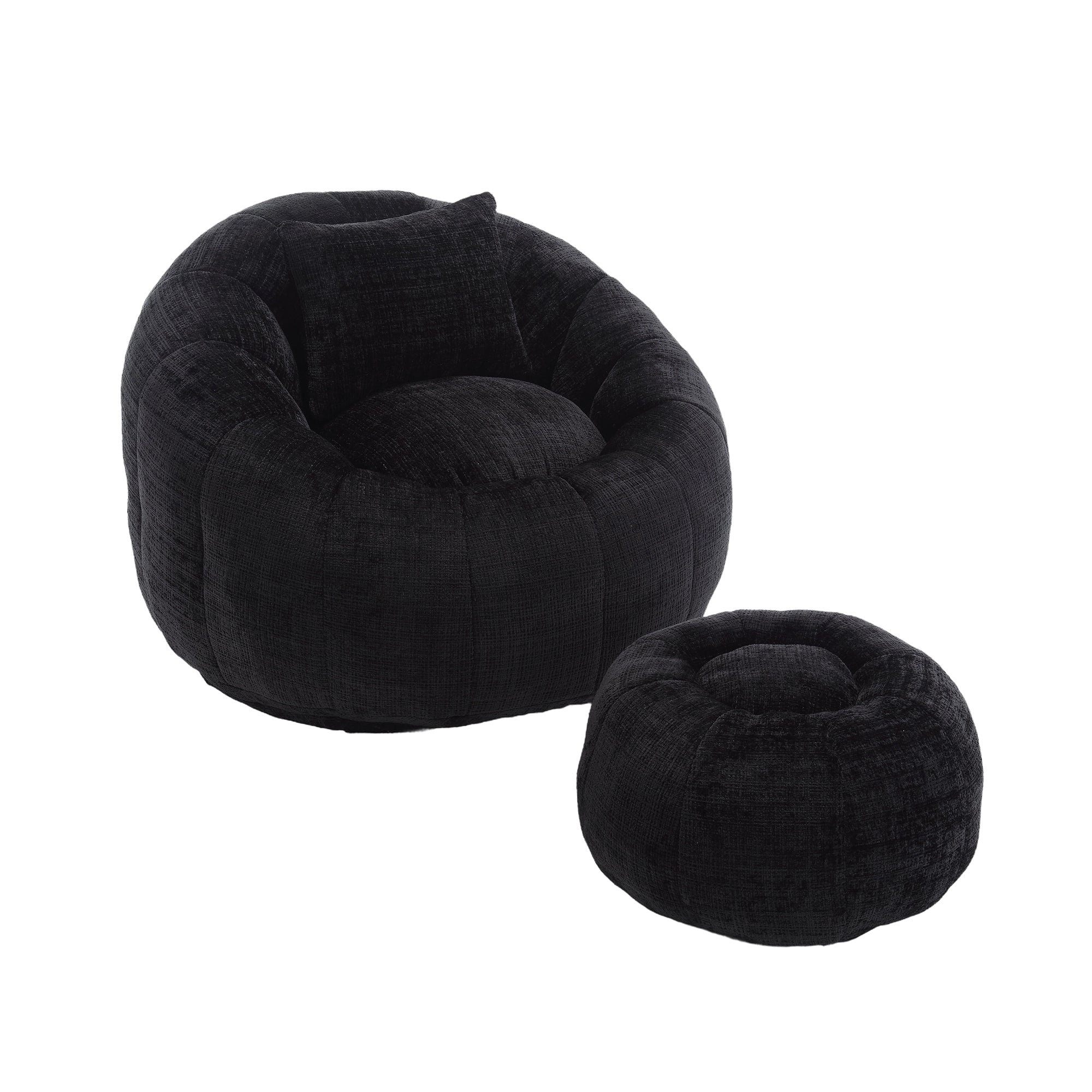 Modern Extra Large Round Bean Bag Chair with Footrest for Living Room,