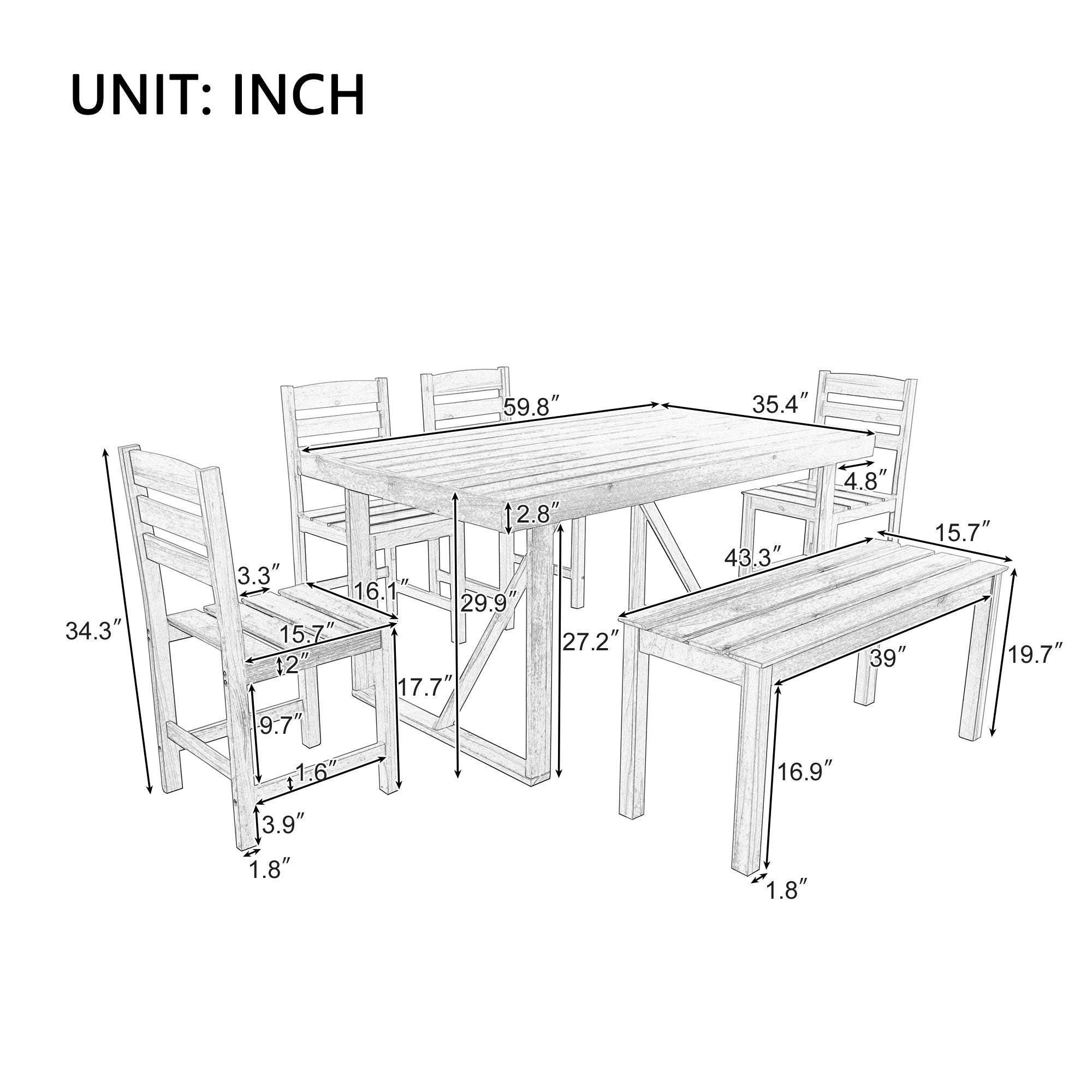 High-quality Acacia Wood Outdoor Table and Chair Set, Suitable for