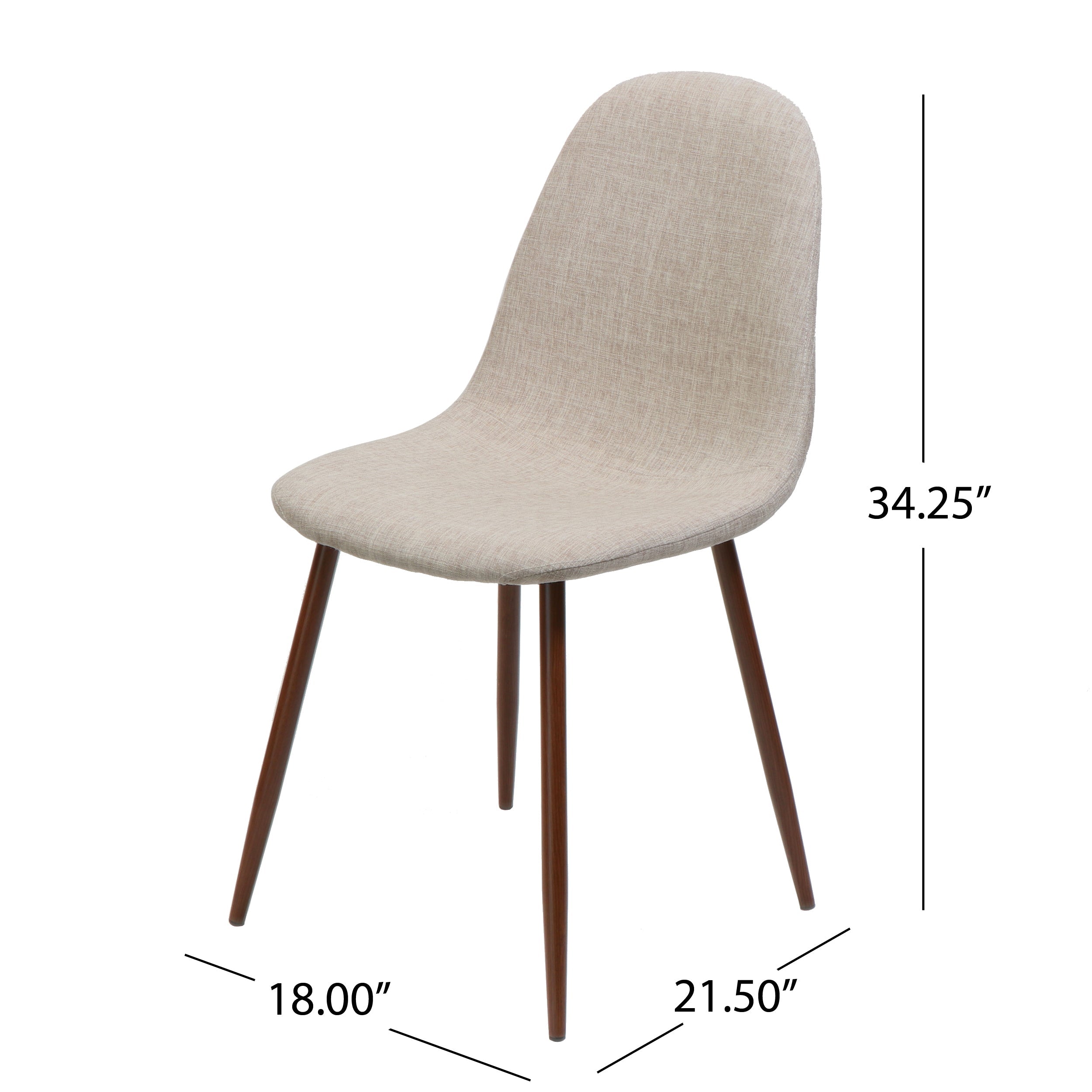 Elegant Wheat Fabric Dining Chair Set with Iron Legs and Dark Walnut