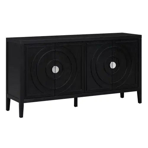 Vintage Sideboard With Round Recessed Design Round Metal Doorknob For Entrance, Dining Room, Living Room