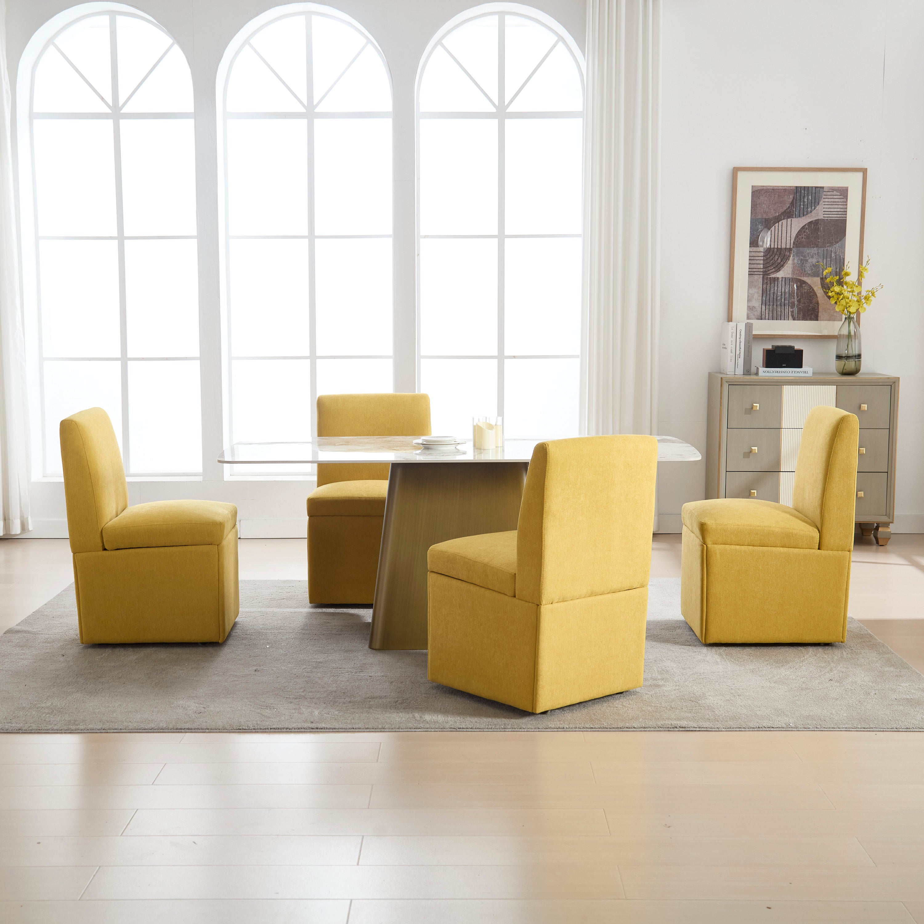 360 Degree Swivel Upholstered Dining Chairs Set of 2 Swivel Dining