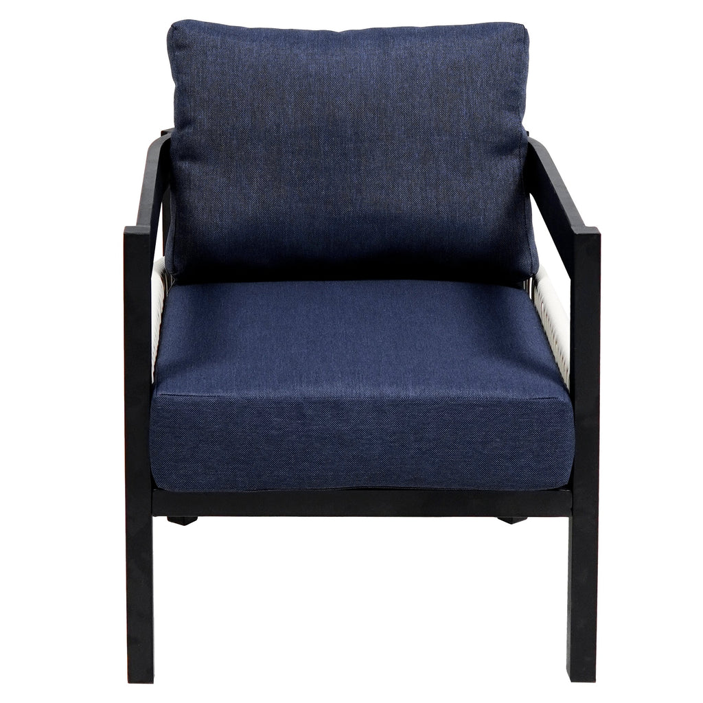 Multi-person Outdoor Iron Sofa Set with A table, Rattan Decoration,