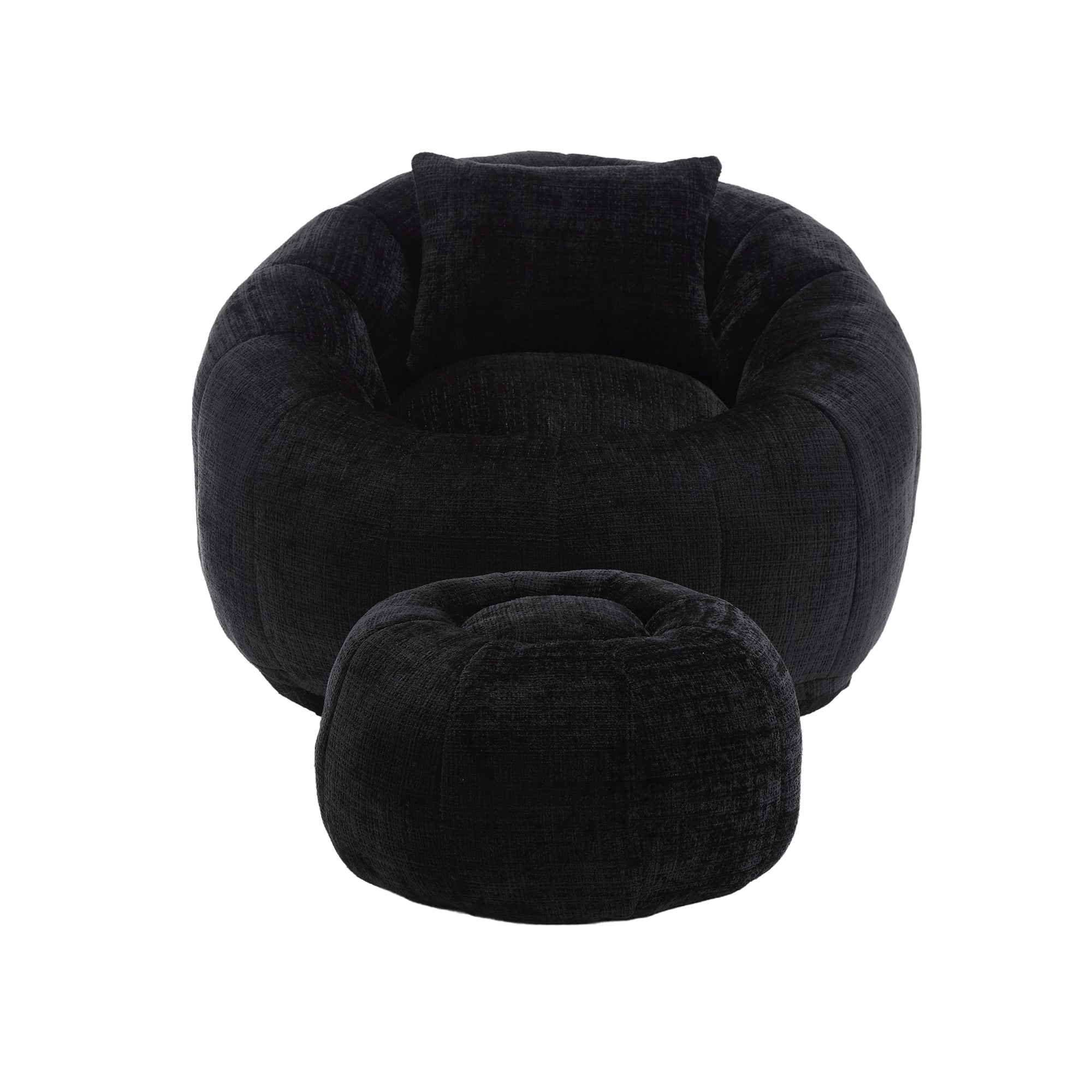 Modern Extra Large Round Bean Bag Chair with Footrest for Living Room,