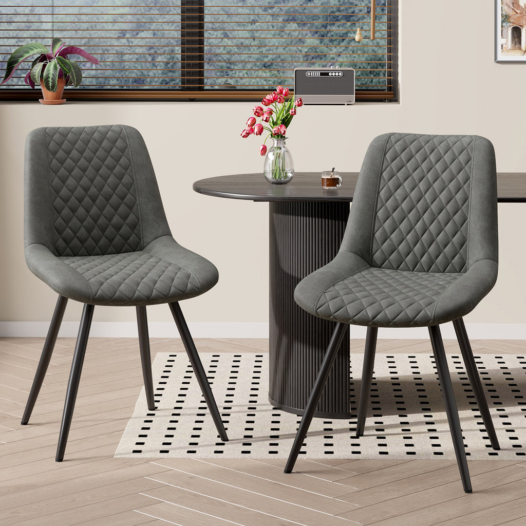 Modern Dining Chairs Set Of 2, Top PU Leather Upholstered Dining Room Chairs With Metal Legs, Ergonomic Kitchen Chairs For Kitchen Dinning Room