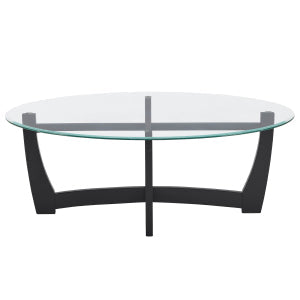 48 Inch Oval Glass Coffee Table, Black Round Coffee Table Center Table