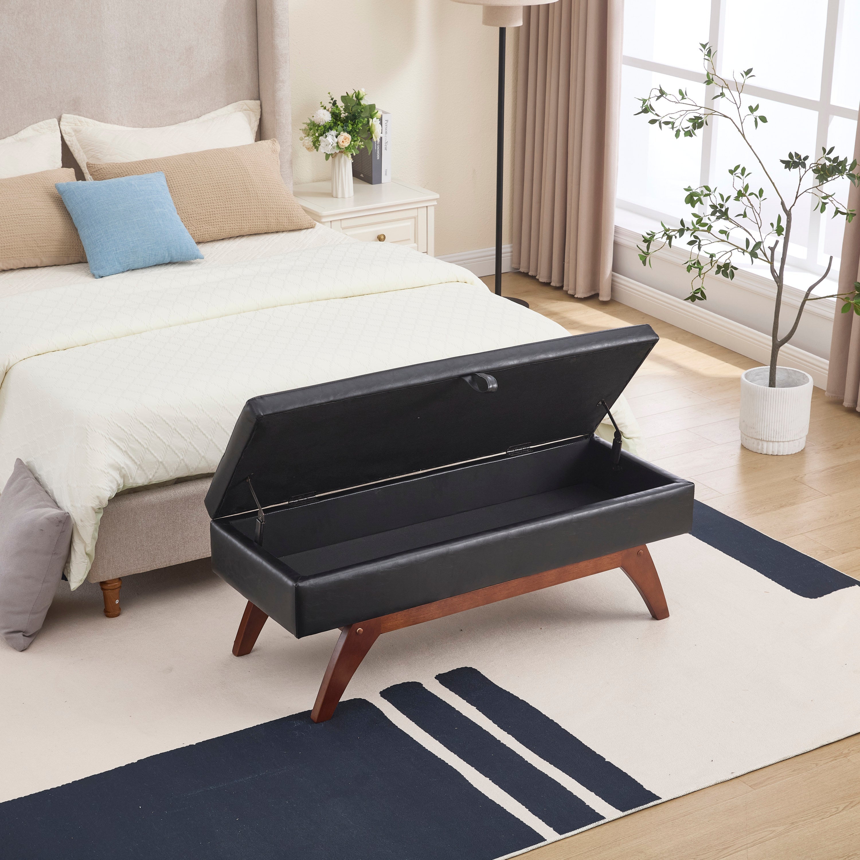 Teddy wool fabric, solid wood feet for solid weighing, and bed end