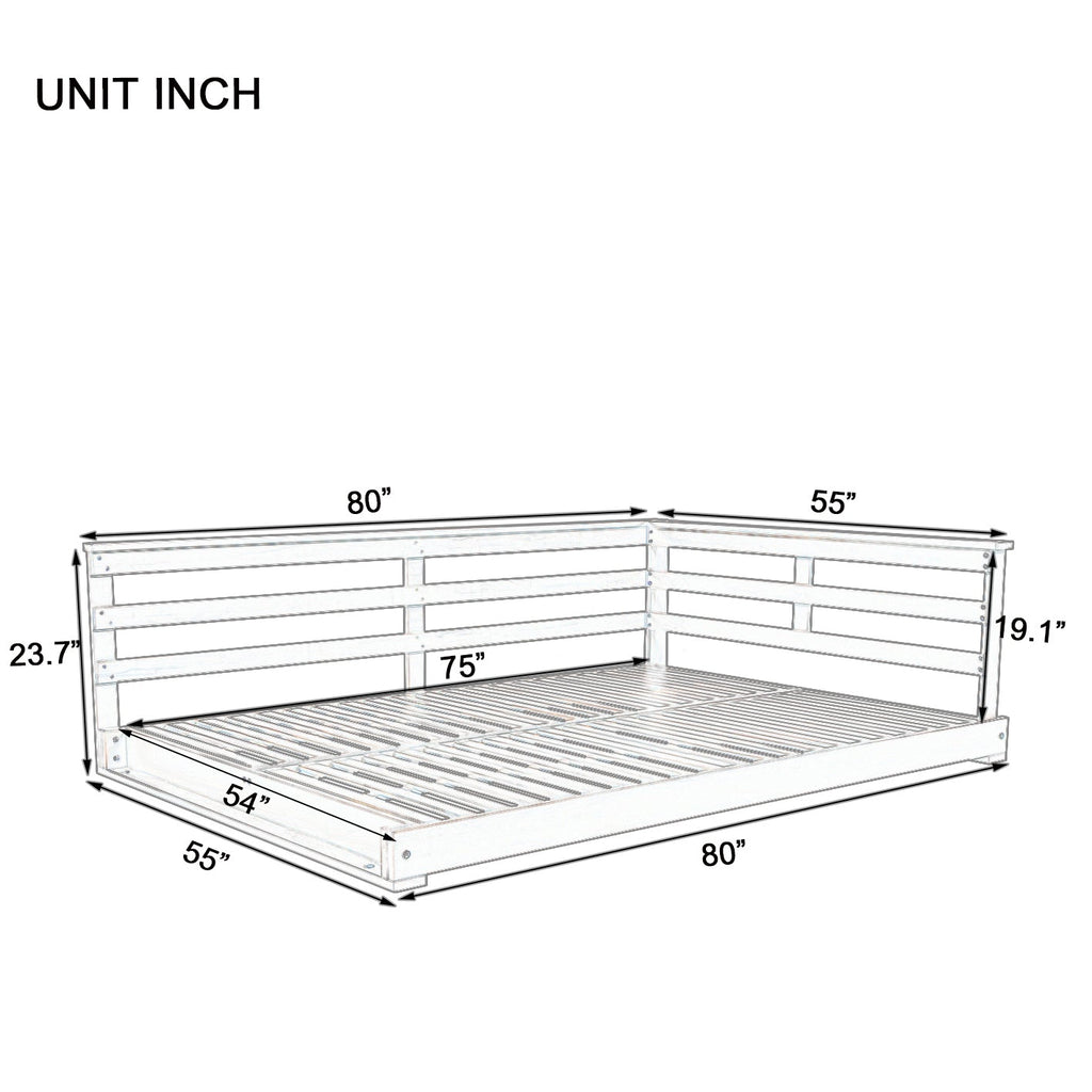 Acacia Wood Porch Swing Bed for Outdoor with Hemp Ropes - Full Size