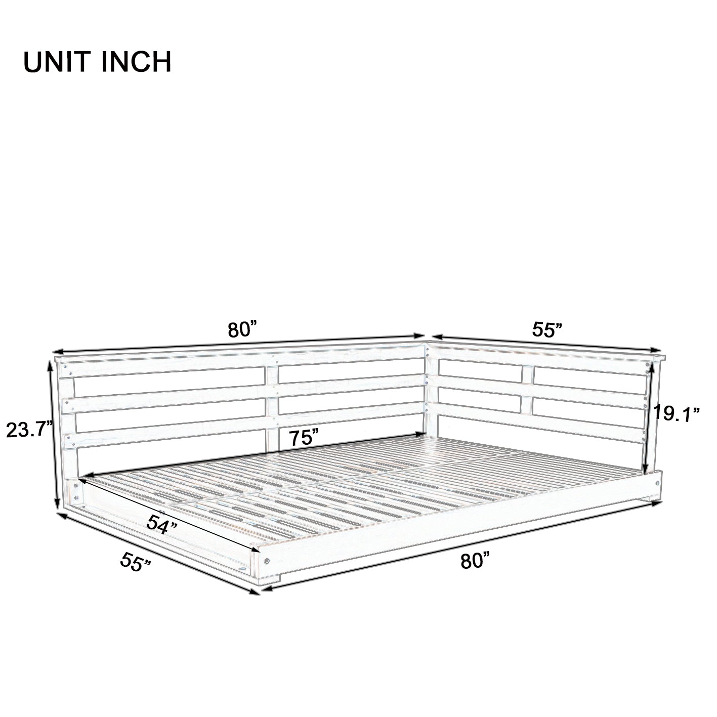 Acacia Wood Porch Swing Bed for Outdoor with Hemp Ropes - Full Size