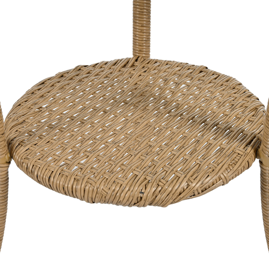 Outdoor Leisure Set, 2 Rattan Single Chairs with A Glass Round Table,