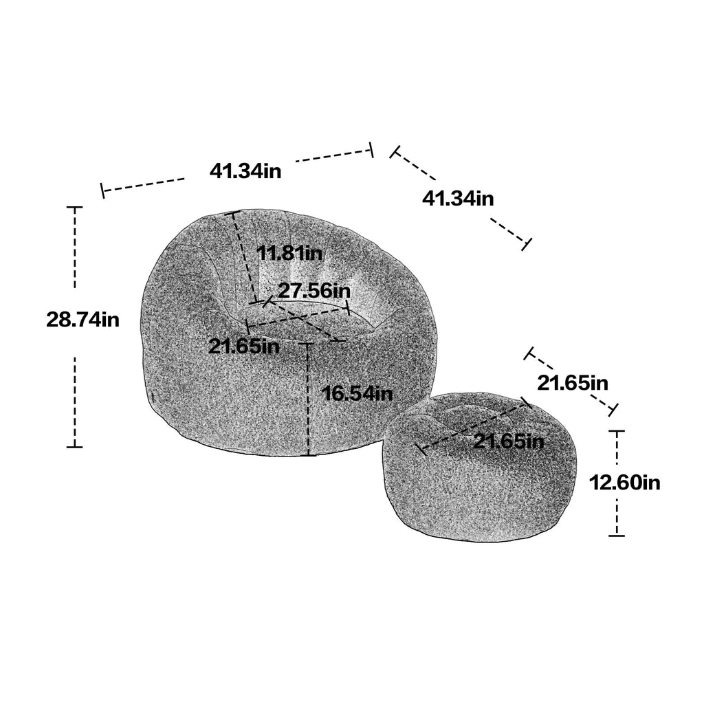 Modern Extra Large Round Bean Bag Chair with Footrest for Living Room,