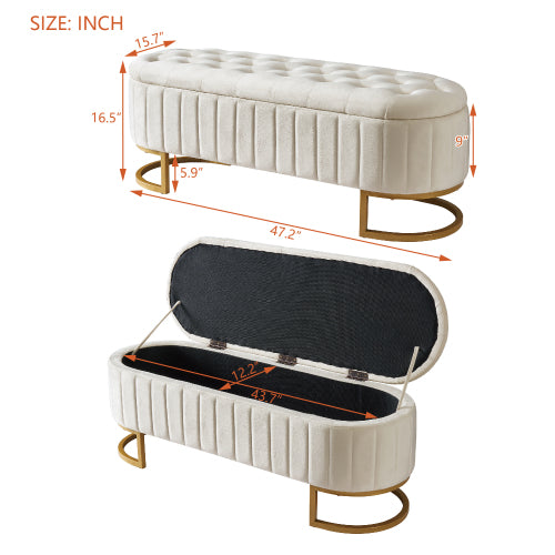 Elegant Fabric Velvet Storage Footstool