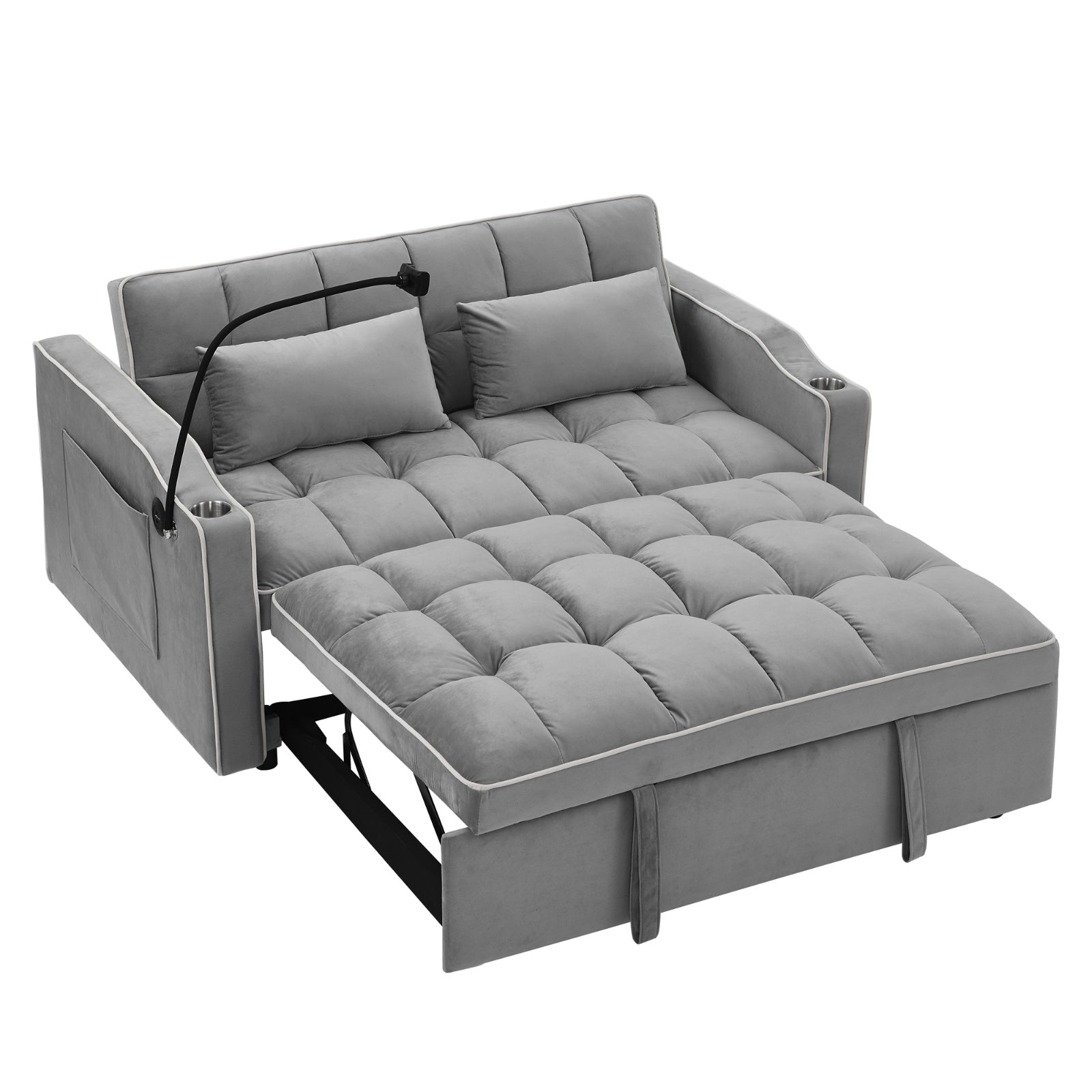 55.51 Inch Versatile Foldable Sofa Bed In 3 Lengths, Modern Sofa Sofa