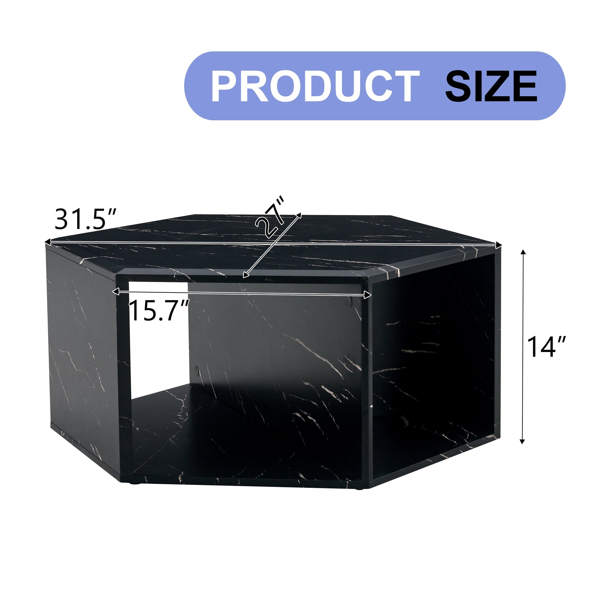 Hexagonal MDF Coffee Table with Characteristic Pattern Stickers and