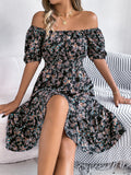 Floral Print Square Collar Dress Summer Fashion Ruffles Dresses Women's Clothing