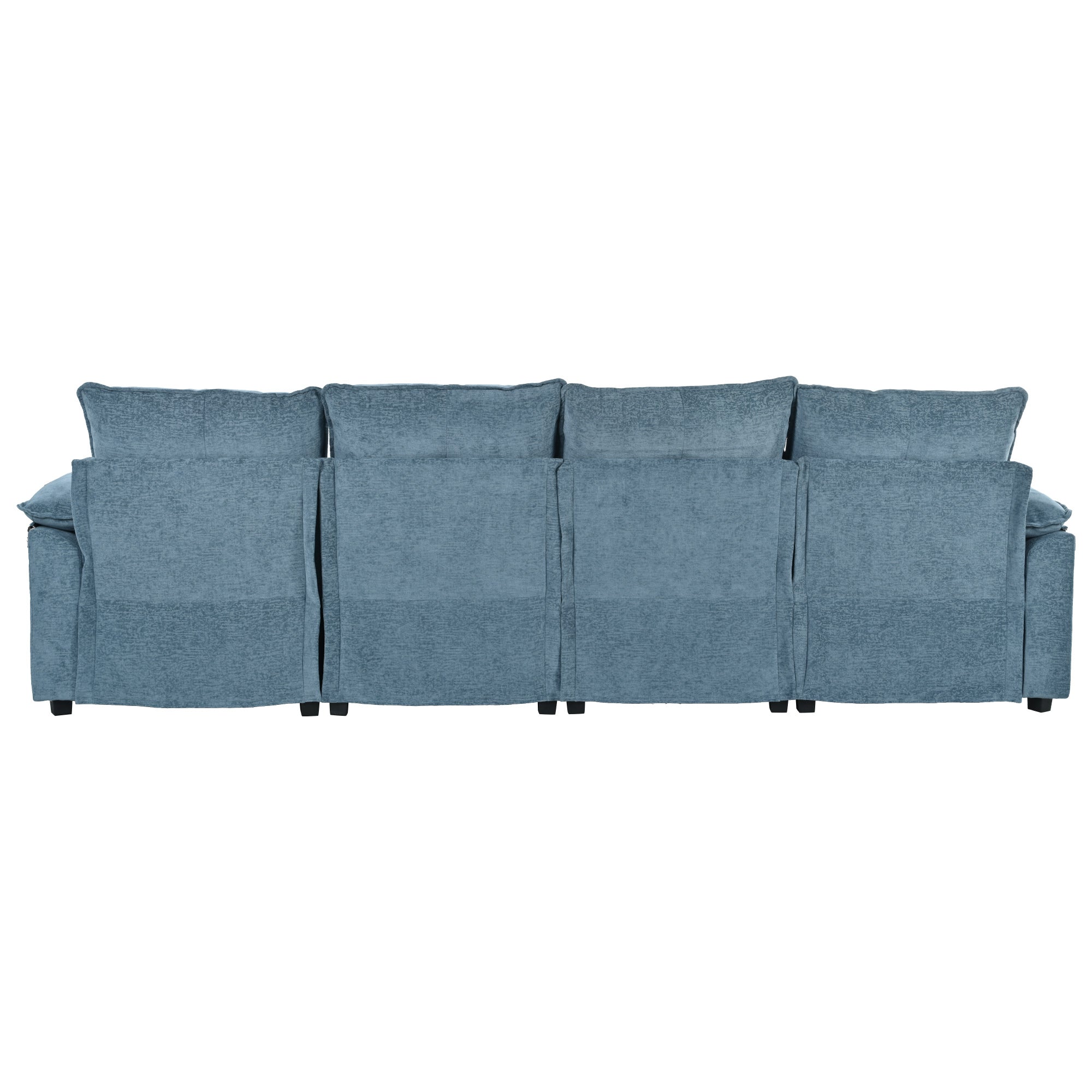 U-Shaped Chenille Sectional Sofa with Adjustable Armrest Pillows -