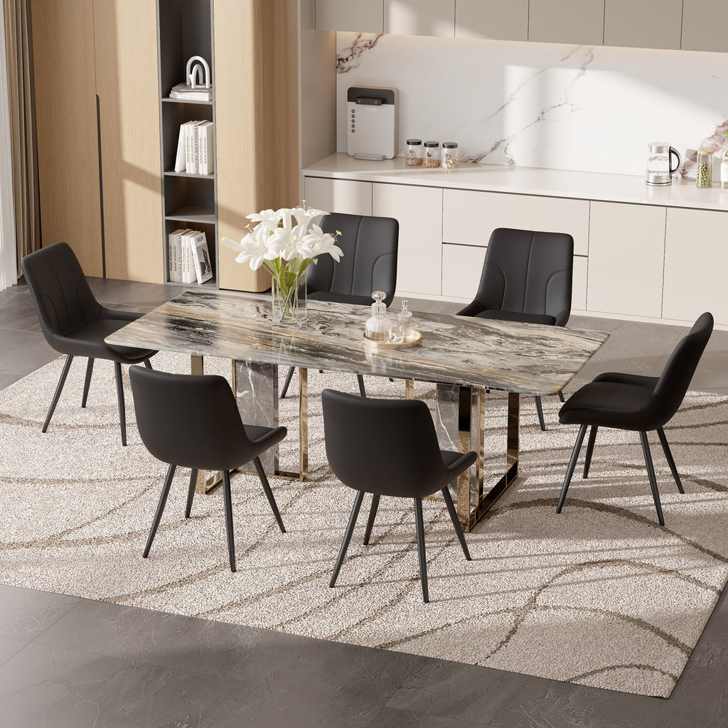 A Set Of 2 Dining Chairs, Upholstered In Synthetic Leather, With Metal Chair Legs, Suitable For Dining Rooms, Living Rooms And Bedrooms