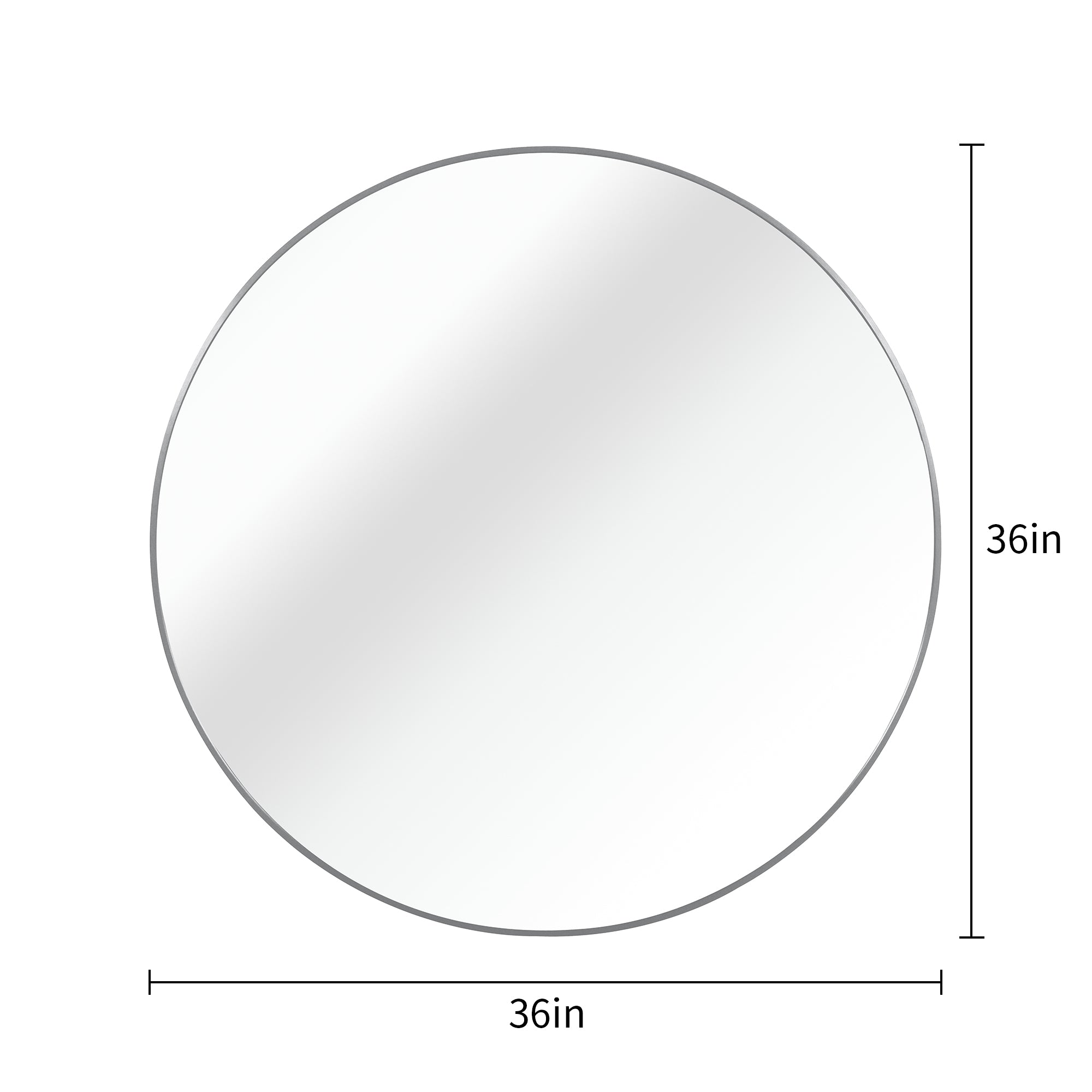 36 Inch Silver Metal Framed Round Bathrrom Mirror for Wall