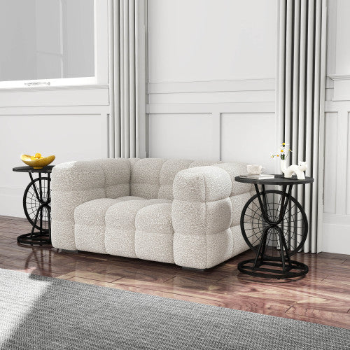 2 Piece Vintage Industrial Wheel Design Side Table