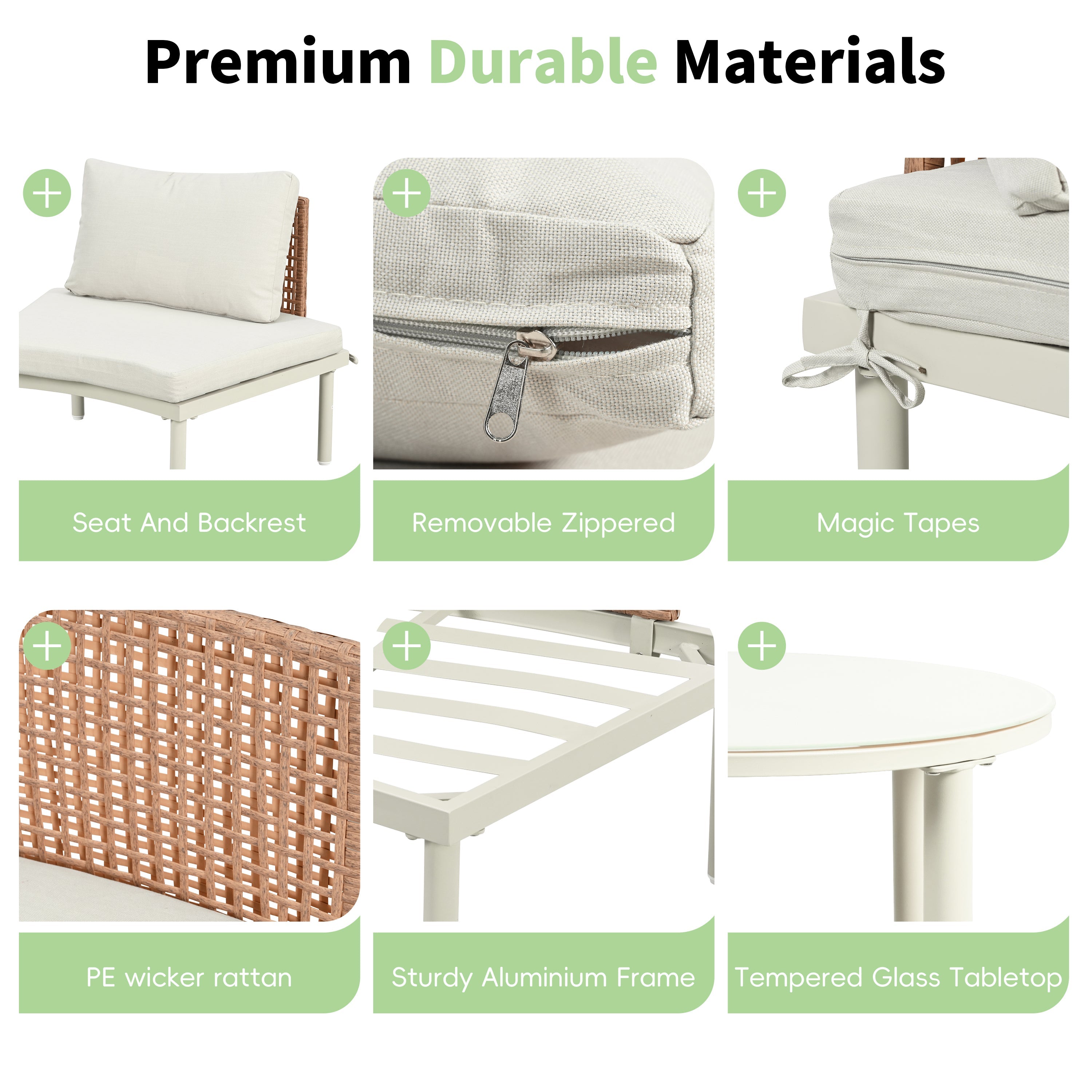 8-Piece Patio Sofa Furniture Set, Half Moon Outdoor Sectional Sofa