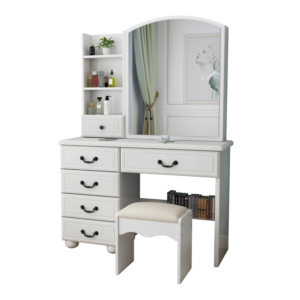 Vanity Desk With Mirror & Lights, Makeup Table Set