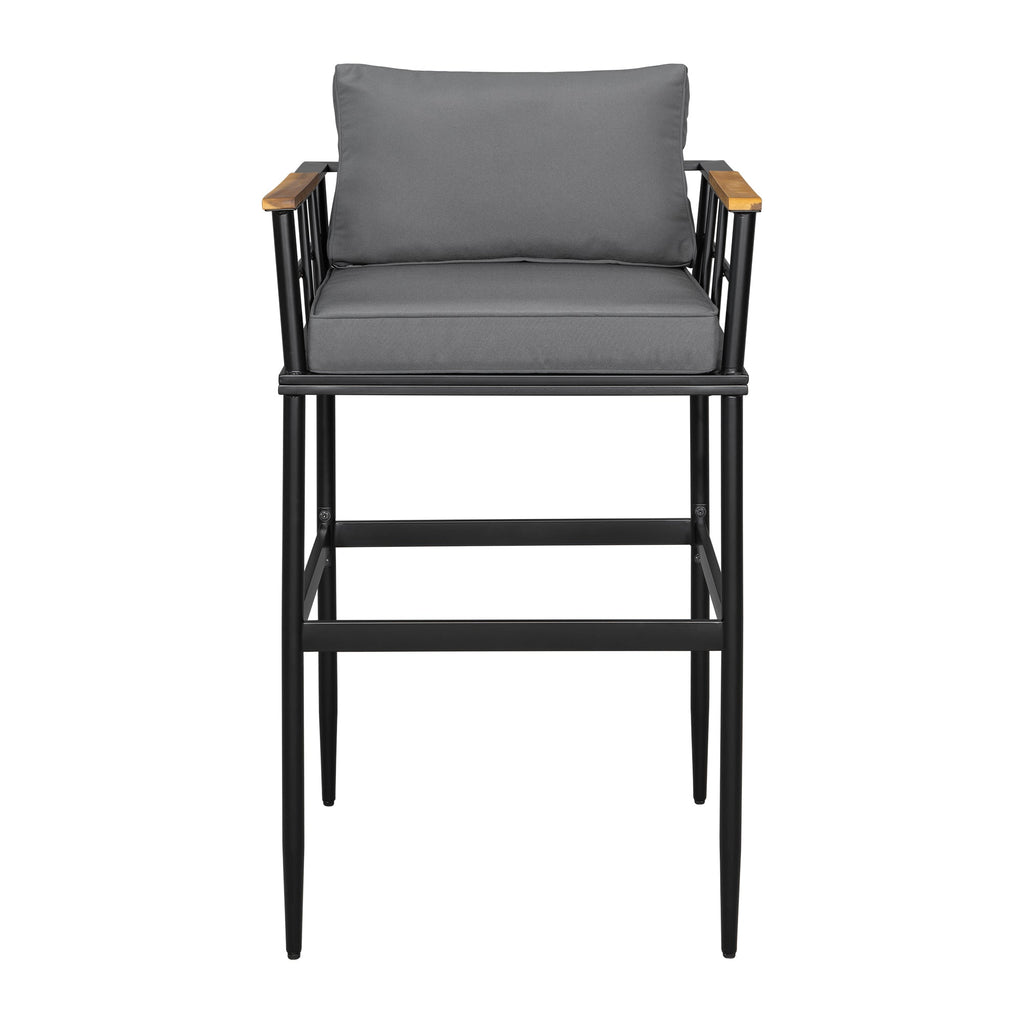 Iron Outdoor Dining Set with Acacia Wood Armrest Suitable For Patio,