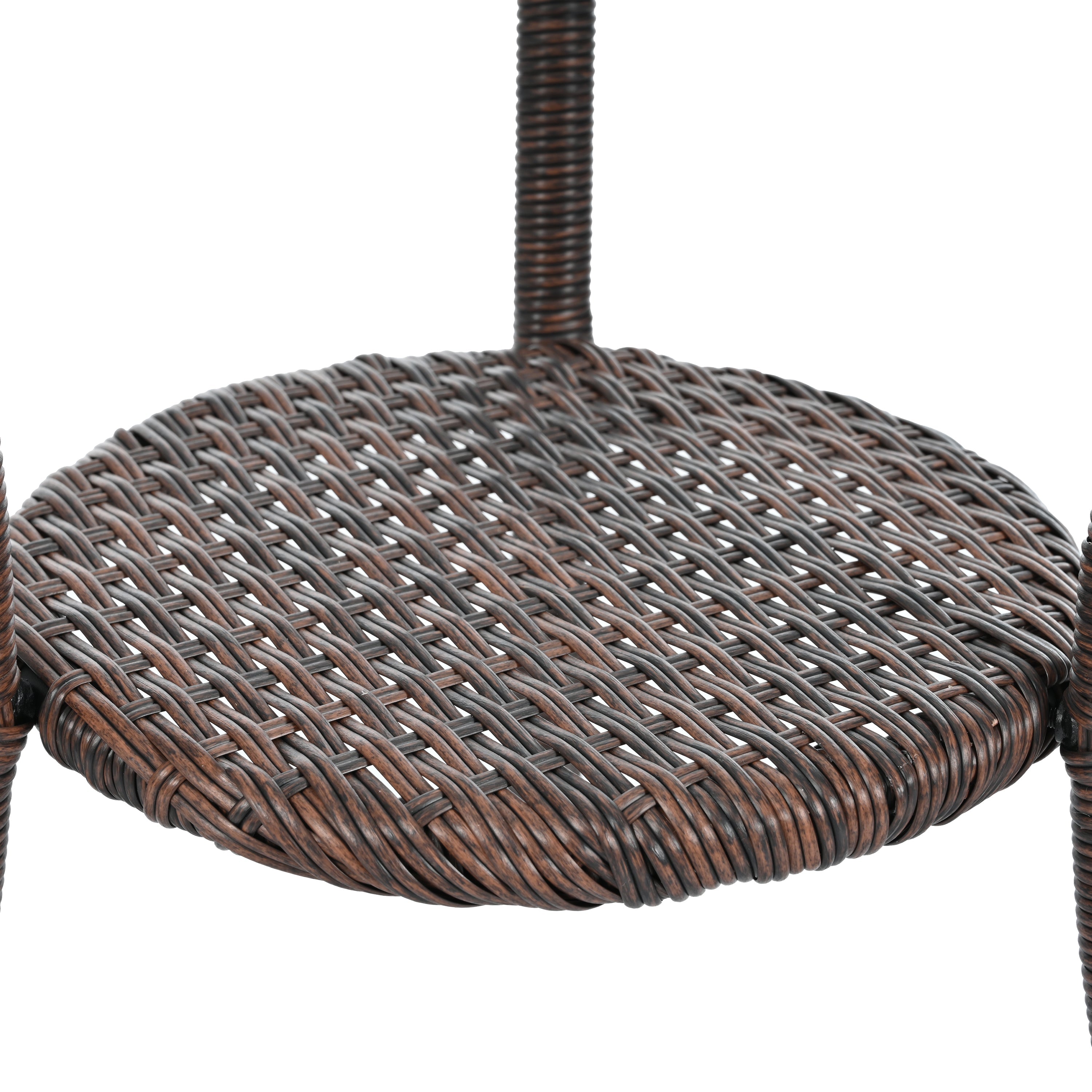 Outdoor Leisure Set, 2 Rattan Single Chairs with A Glass Round Table,