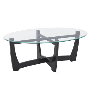 48 Inch Oval Glass Coffee Table, Black Round Coffee Table Center Table