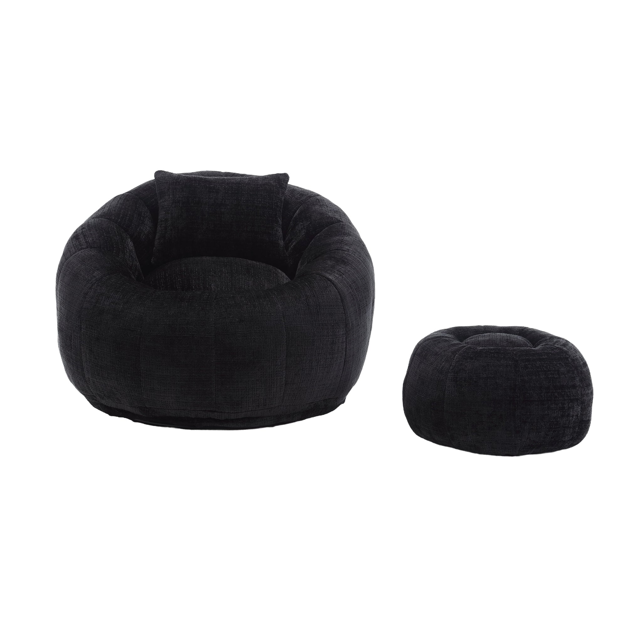 Modern Extra Large Round Bean Bag Chair with Footrest for Living Room,