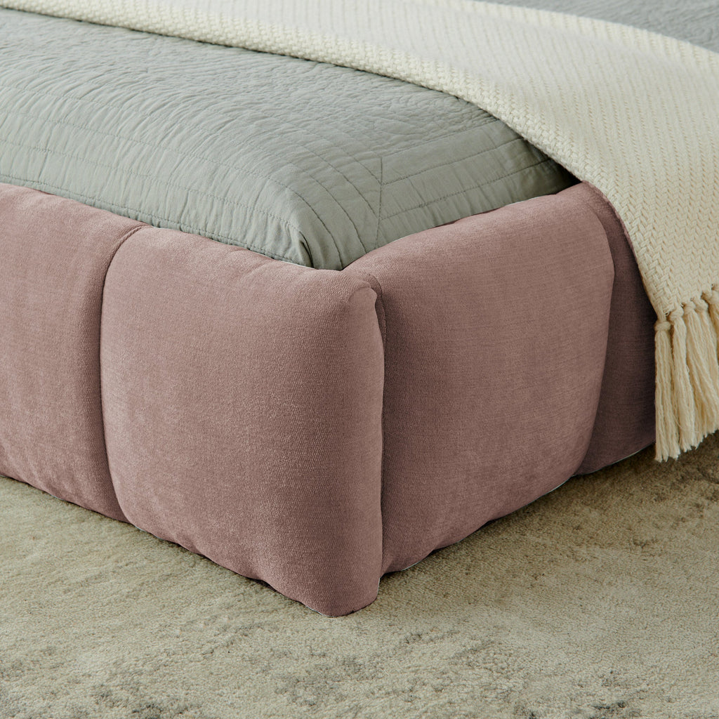 California King size Upholstered Bed Frame with Thick Fabric, Chenille