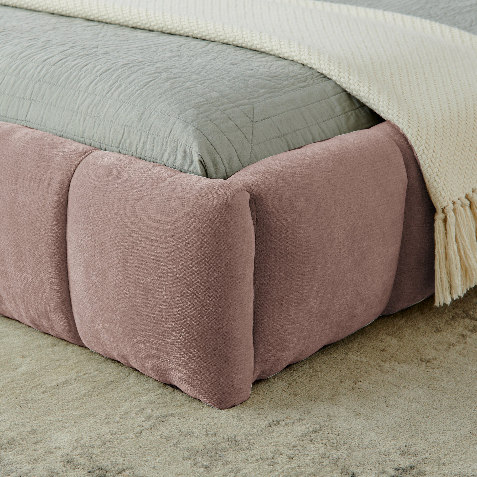 California King size Upholstered Bed Frame with Thick Fabric, Chenille