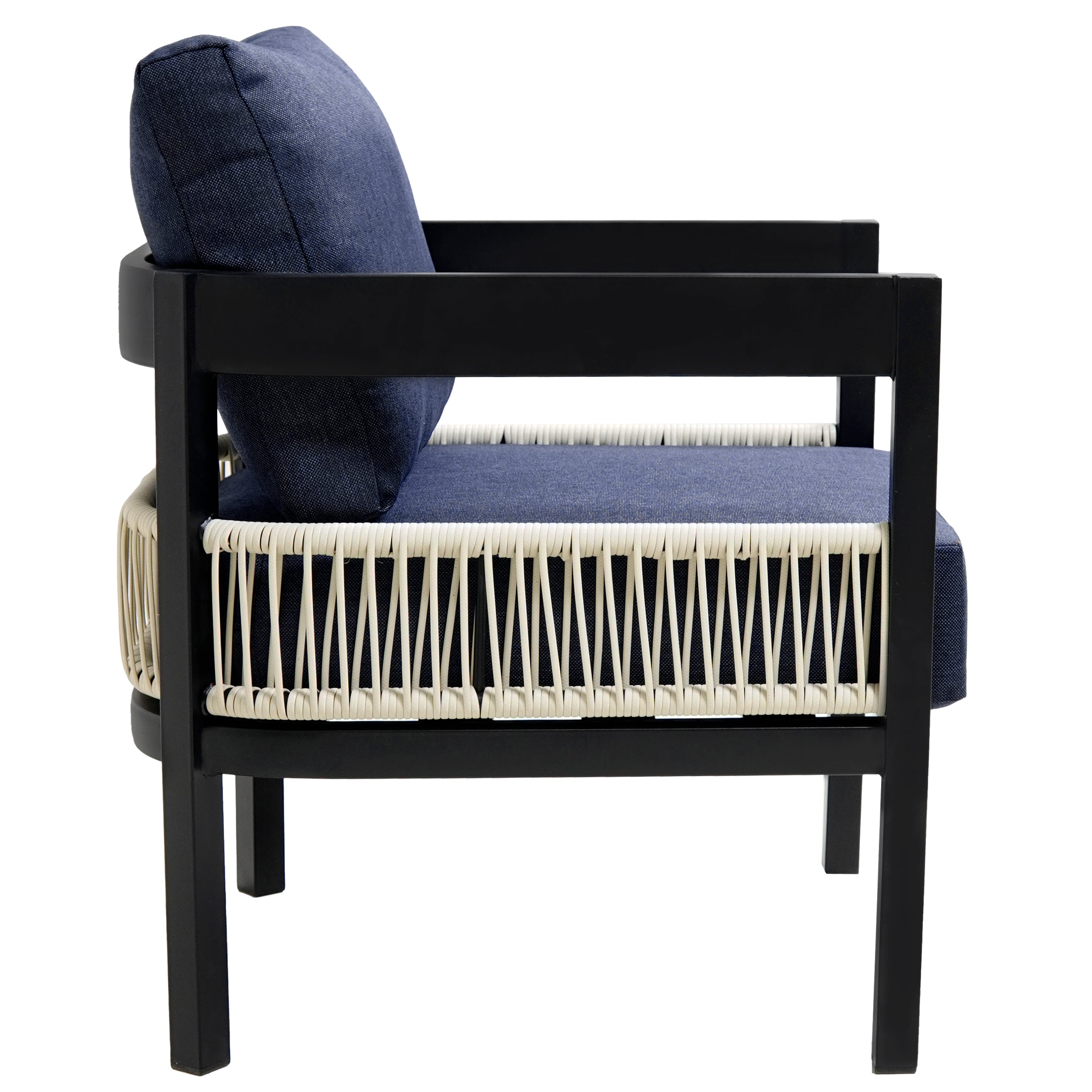 Multi-person Outdoor Iron Sofa Set with A table, Rattan Decoration,