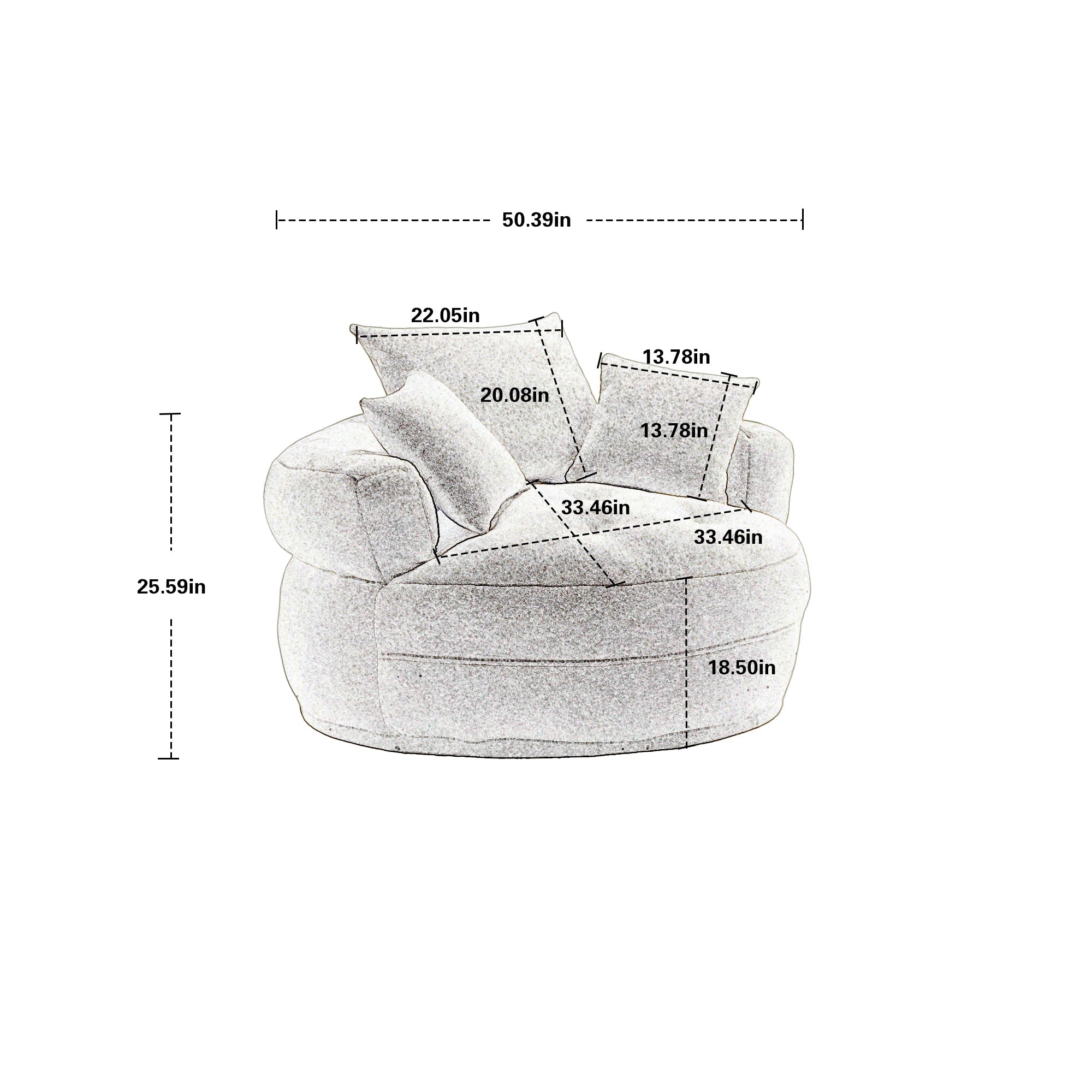 Chenille Sponge single sofa,No Assembly Required,Fluffy Modern Sleeper