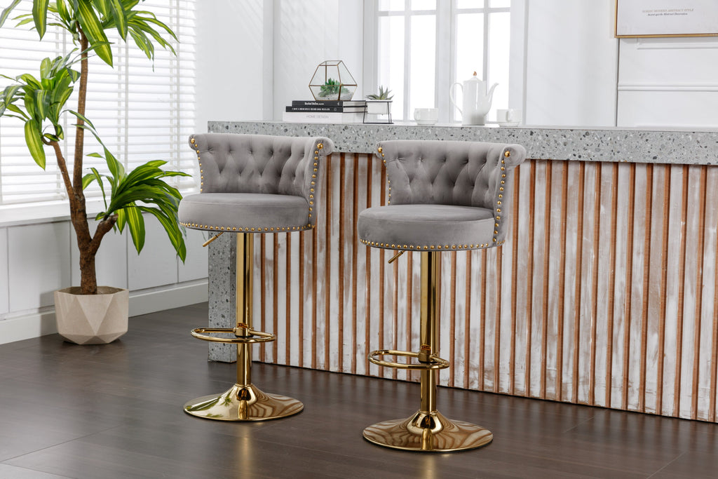 Swivel Bar Stools Set of 2 Adjustable Counter Height Chairs with