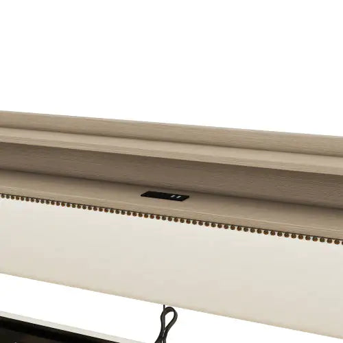 Twin Size Daybed With Storage Drawers, Upholstered Daybed With Charging Station And LED Lights, Beige